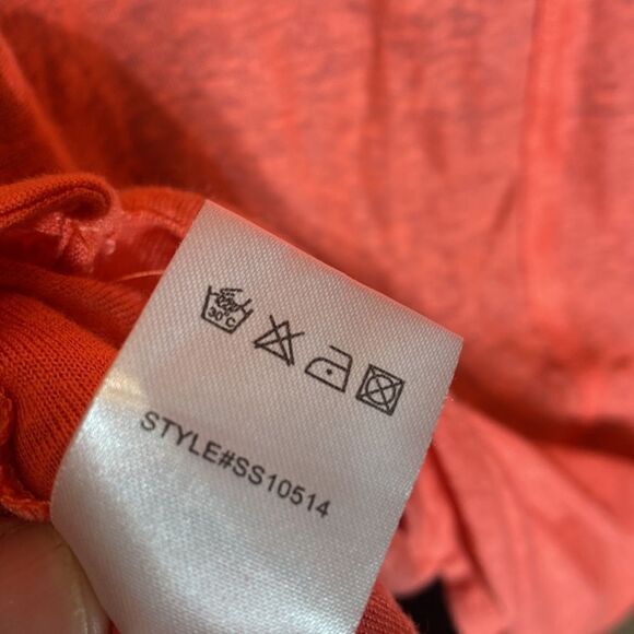 Brochu walker coral shirt dress semi sheer sleeve button tab P - Picture 6 of 7